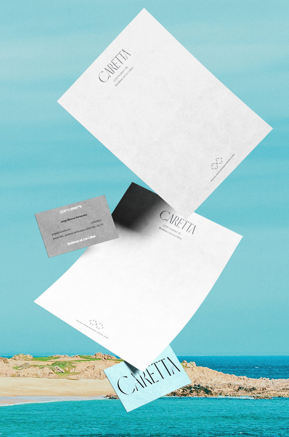 caretta brand editorial rendering mockups