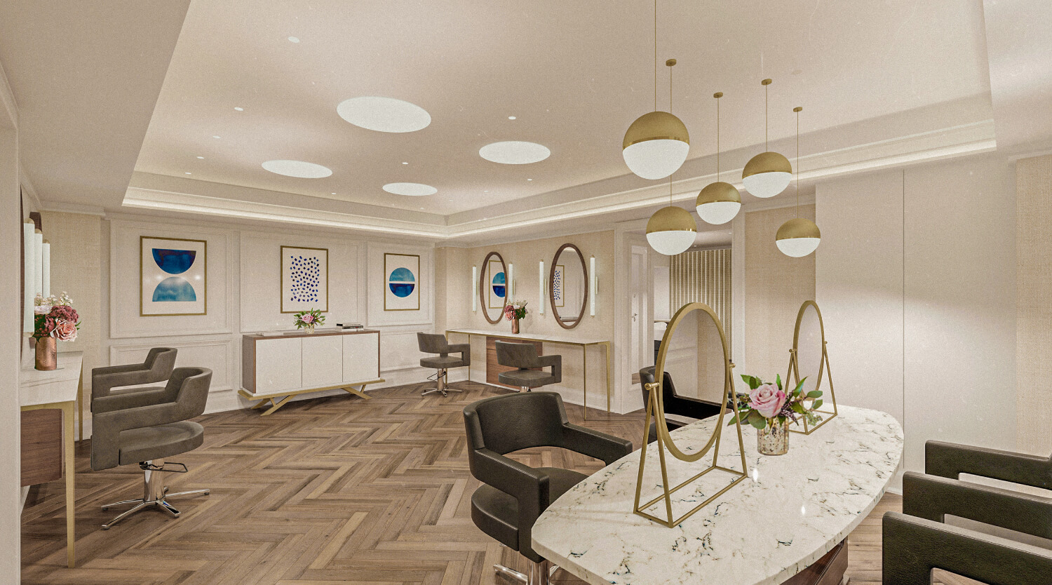 cedric salon internal reception rendering design