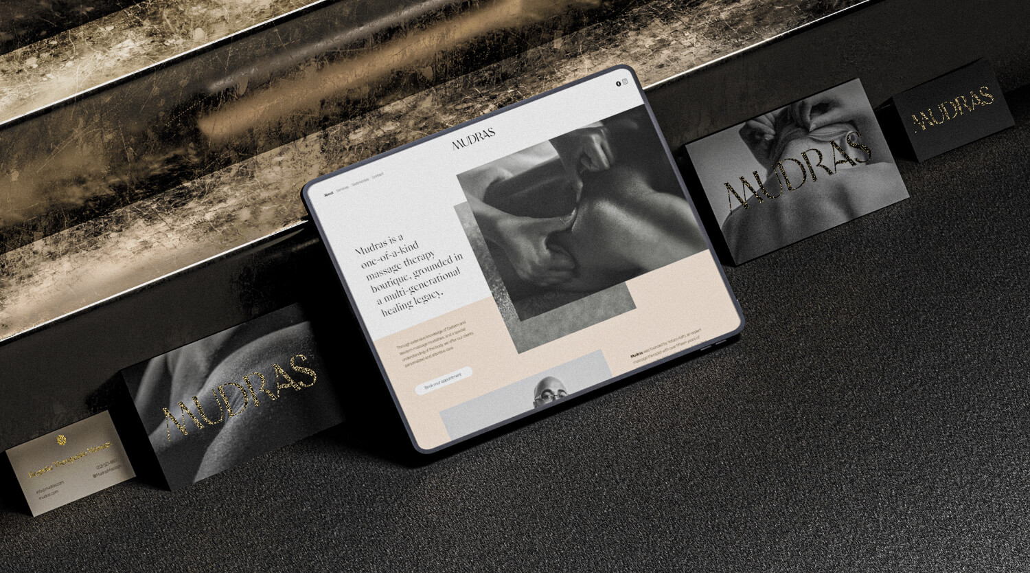 mudras website design editorial mockups